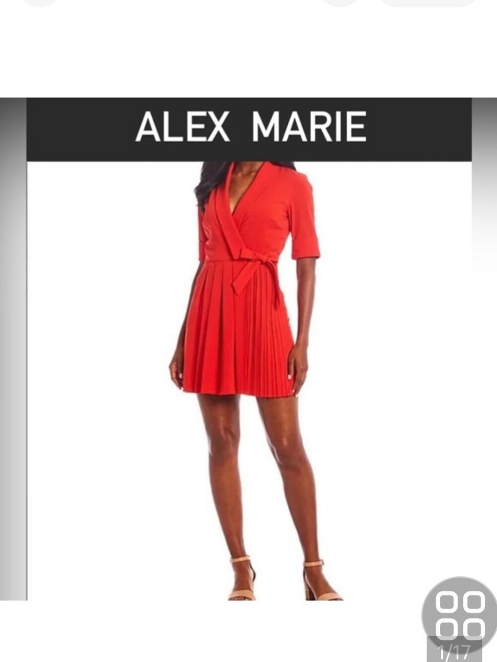 Alex Marie Red Pleated Wrap Rompet Dress